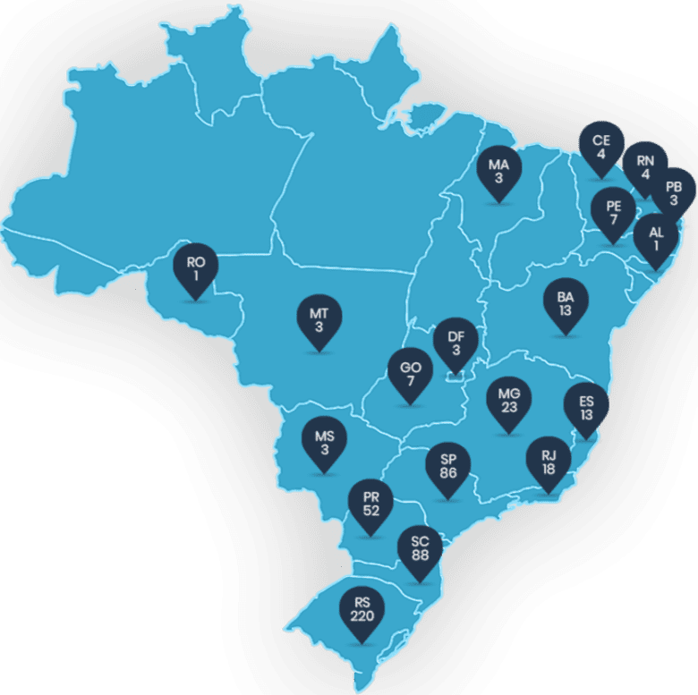 Relação de estados e cidades que contam com a Giacomet Relação de estados e cidades que contam com a Giacomet